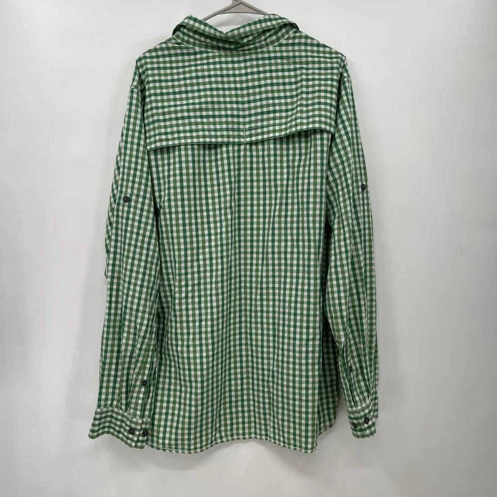 The North Face Mens XL‎ Green Gingham Plaid Long Sleeve Button Up Shirt